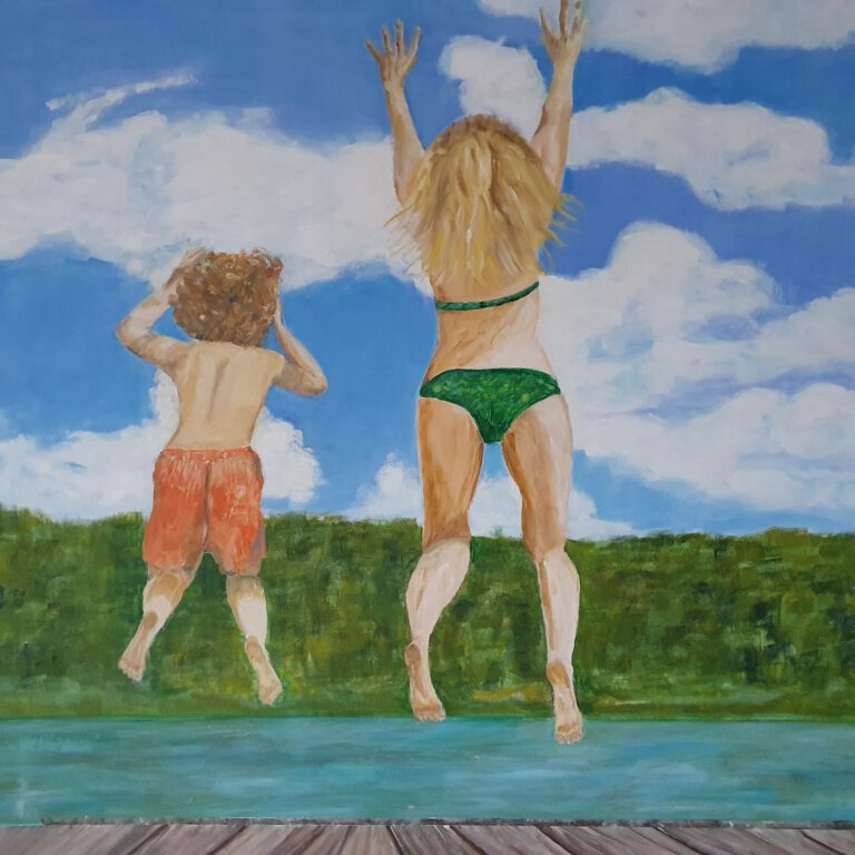 Wolkenspringer, 80x80cm, Acryl a. Leinwand